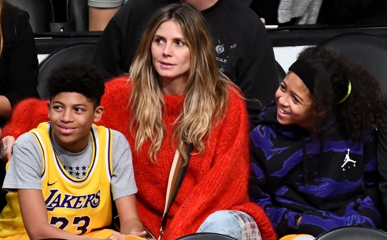 Klum and her kids Henry Samuel and Lou Samuel on Jan. 24, 2019 in Los Angeles, California.