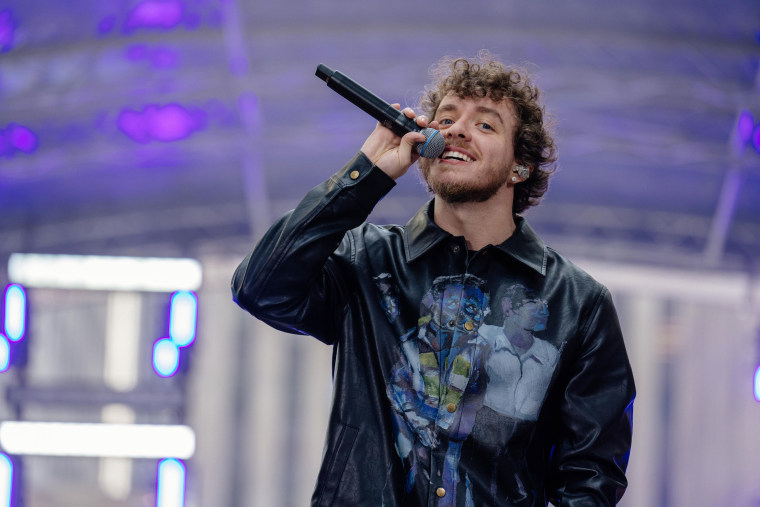 Jack Harlow smiles while performing on the TODAY plaza stage.
