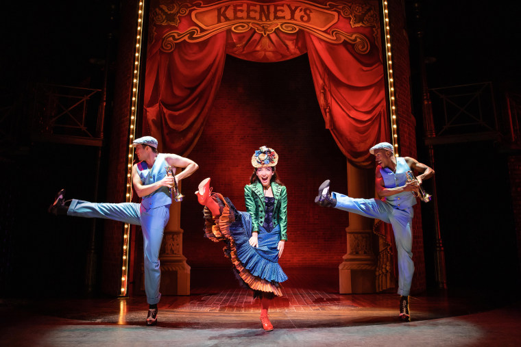 Benko (center) performs as Fanny Brice during a comedic number in "Funny Girl."