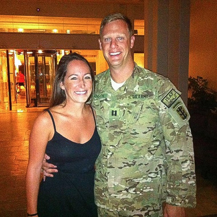 Kait Hanson and her husband, Dane, the morning he deployed.