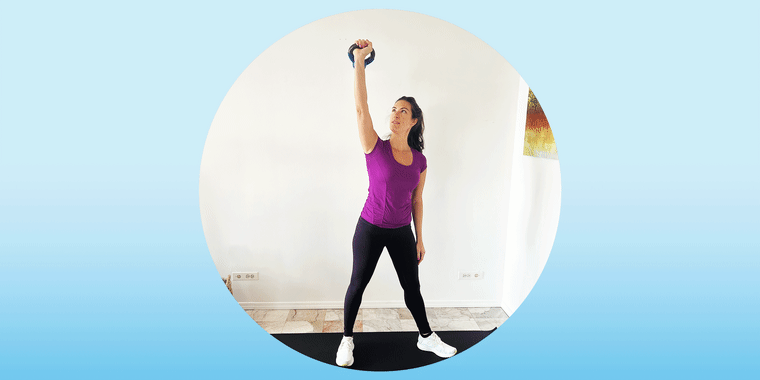 The windmill exercise works your upper body, targeting the shoulders, and the core.