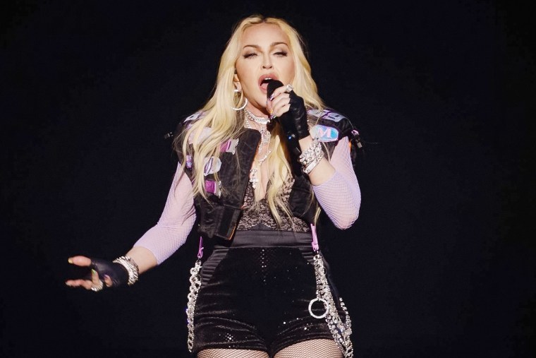 Madonna performing at an NFT promo concert in New York on Jun 24, 2022.
