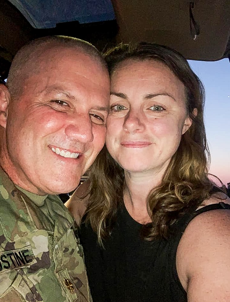 Megan Augustine and her husband, who initiated their last selfie before he deployed.