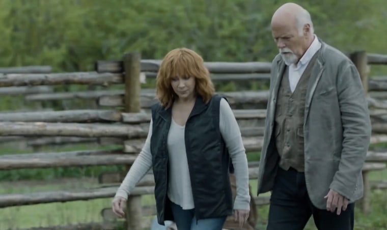Reba McEntire (left) and Rex Linn (right) in "The Hammer." The country singer takes on the role of a judge while her real-life boyfriend Linn plays the part of a cowboy.