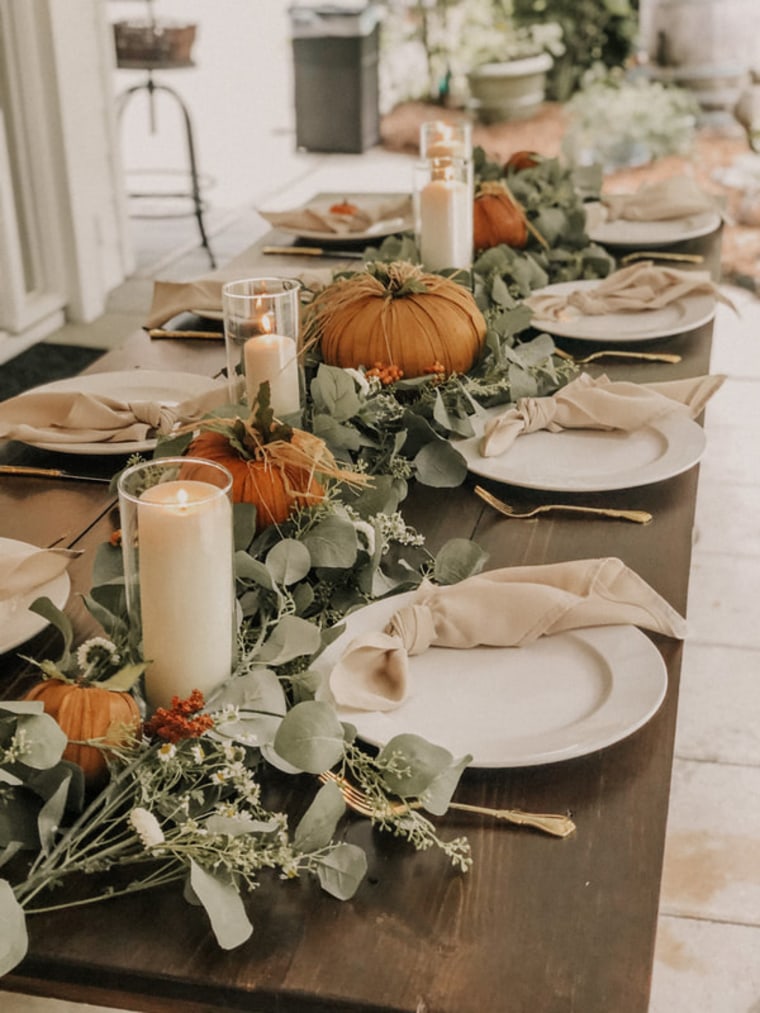 thanksgiving table decorations eucalyptus tablescape