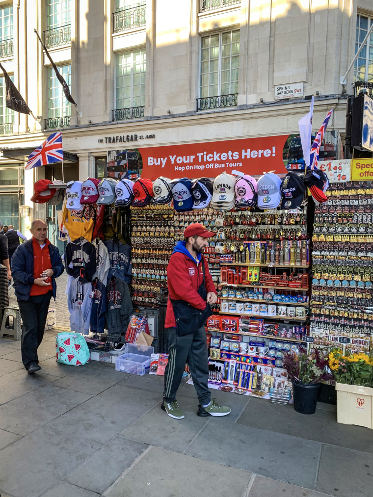 Hasanaj Blerim has managed a souvenir stand near Trafalgar Square for ten years.