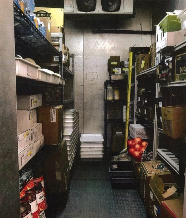 The walk-in cooler at the Sbarro where Sandra Perez worked.