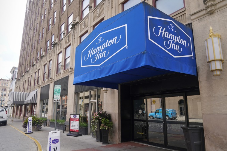 Three members of the Dutch Commando Corps were shot outside this Hampton Inn in Indianapolis.