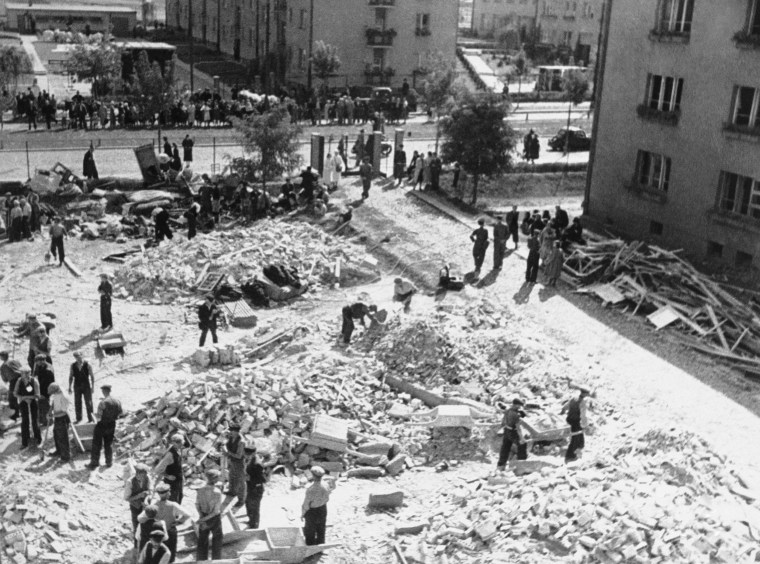 Piles of rubble from German bombers in Warsaw in September 1939. 