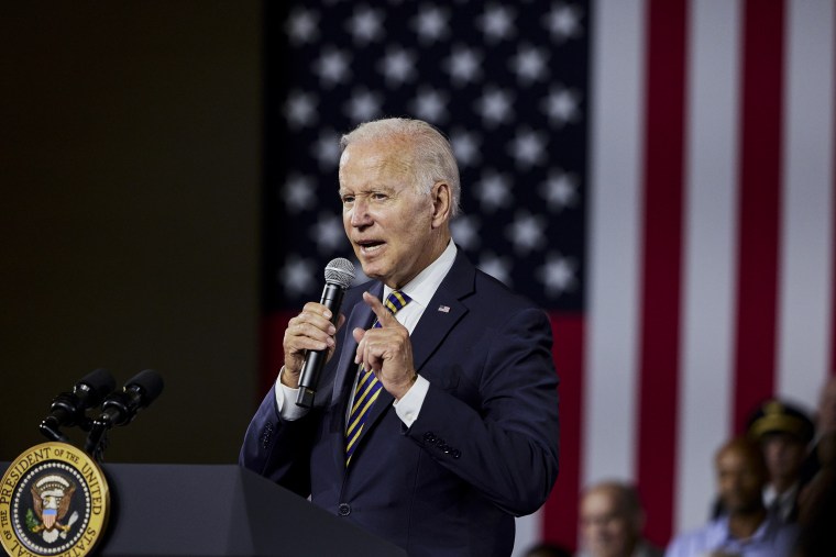 Image: President Joe Biden speaks to supporters at Max S. Hayes High School on July 6, 2022 in Cleveland, Ohio.