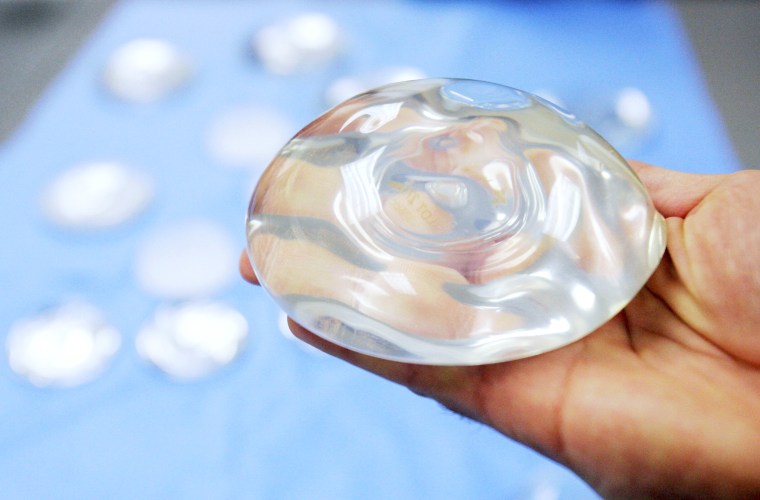 A silicone gel breast implant.