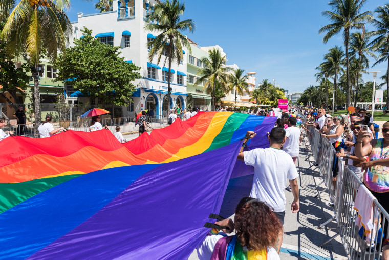 People march during the Miami Beach Pride Parade