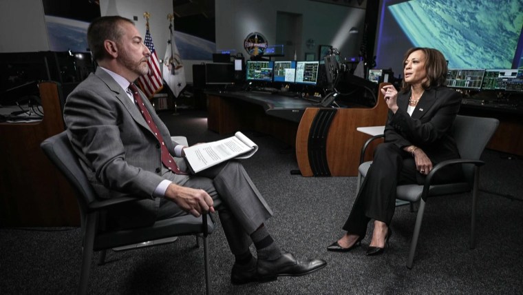 Chuck Todd speaks to Vice President Kamala Harris during an interview on "Meet The Press."