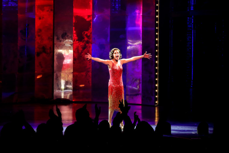 Lea Michele takes her first curtain call as "Fanny Brice" in "Funny Girl" on Sept. 6, 2022, in New York.
