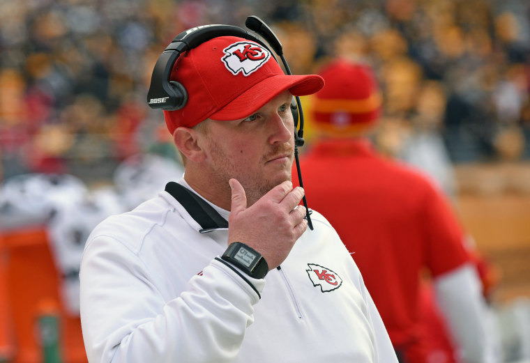 Britt Reid on the sideline before a game against the Pittsburgh Steelers at Heinz Field, in Pittsburgh, Pa., on Dec. 21, 2014.