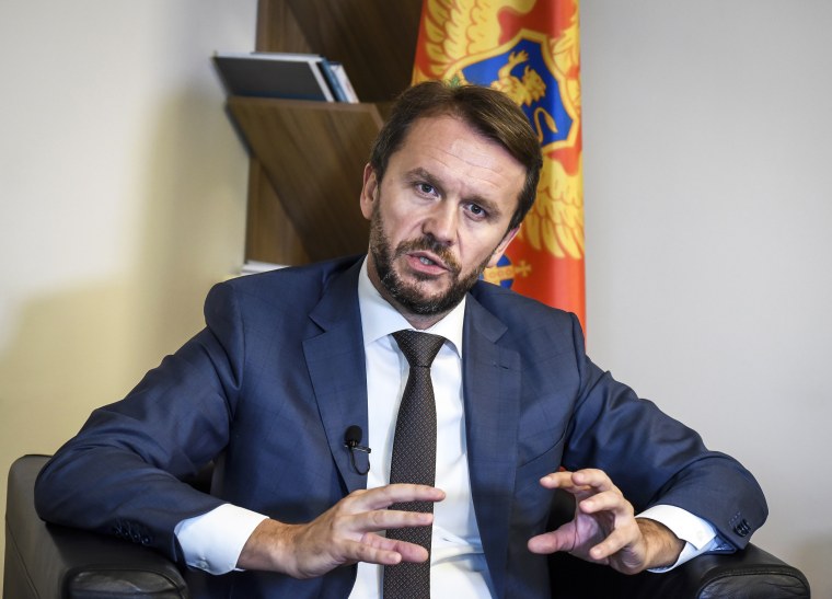 Image: Montenegro's Defense Minister Rasko Konjevic speaks during an interview with The Associated Press in Podgorica, Montenegro, on Sept. 7, 2022.