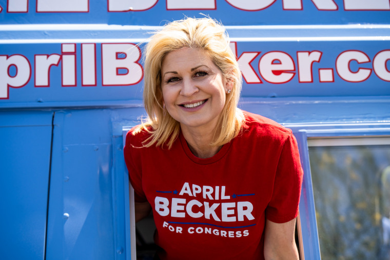 Republican House candidate April Becker in Las Vegas on May 29, 2022.