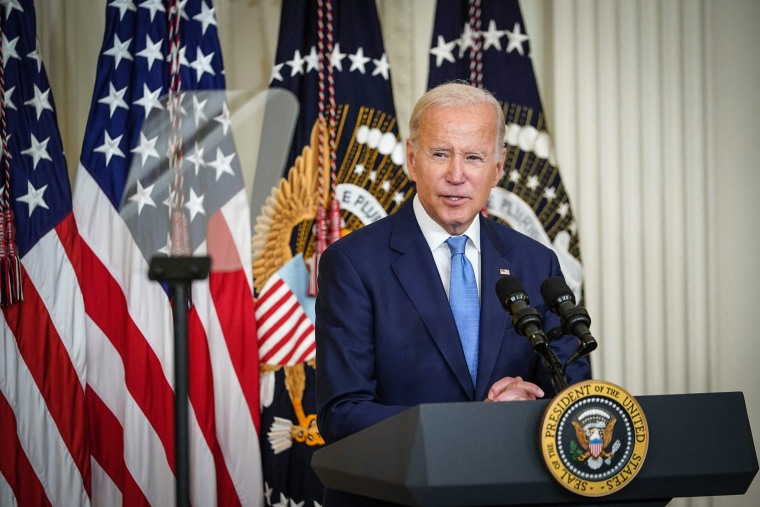 Image: President Joe Biden speaks in the East Room of the White House on Sept. 7, 2022.