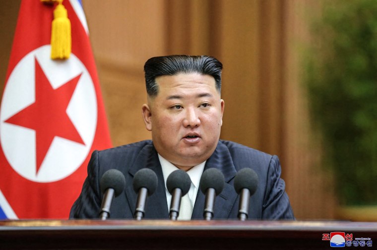 Image: North Korean leader Kim Jong Un delivering a speech at the second-day sitting of the 7th Session of the 14th Supreme People's Assembly of the Democratic People's Republic of Korea at the Mansudae Assembly Hall in Pyongyang on on Sept. 8, 2022.