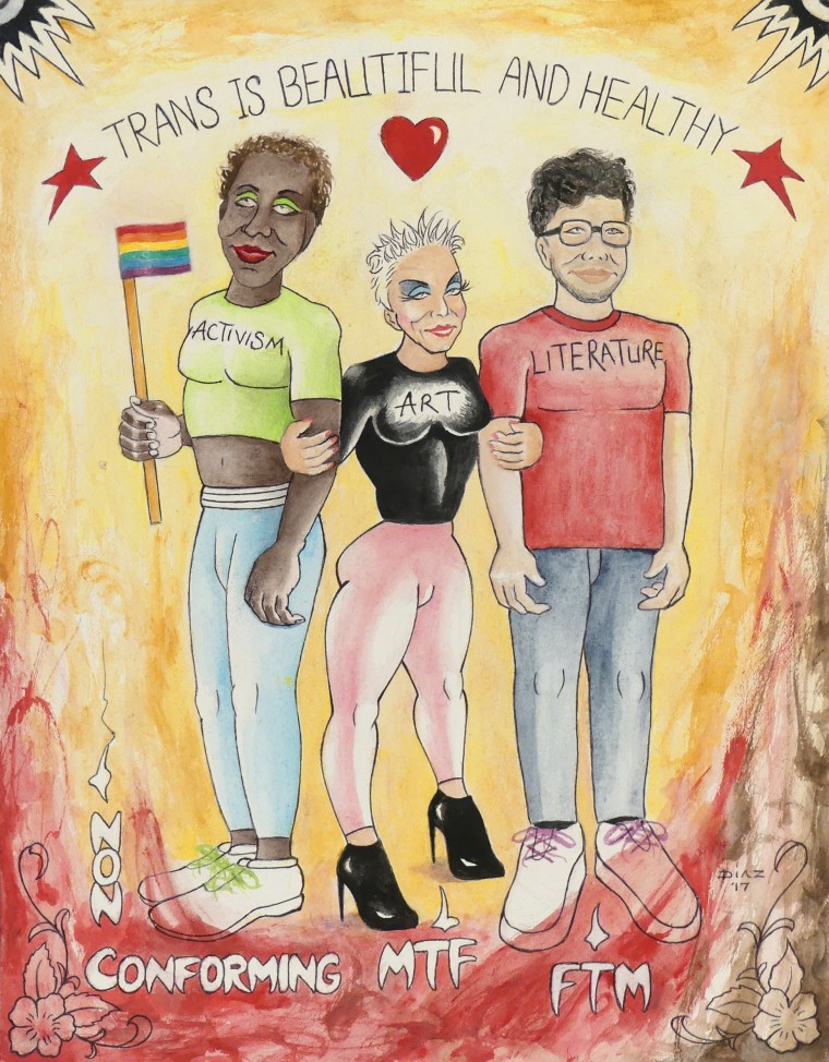 Jamie Diaz's painting "Trans is Beautiful and Healthy."