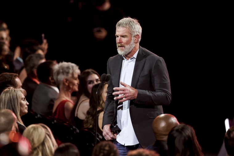 Brett Favre presents at the NFL Honors show on Feb. 10, 2022, in Inglewood, Calif.