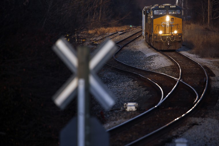 A CSX Transportation Inc. mixed freight train approaches La Grange, Ky., on Jan. 13, 2020.
