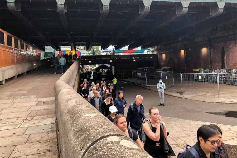 People join the queue in London on Sept. 15, 2022, for Queen Elizabeth II's Lying-in-State.