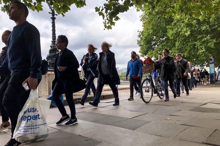 People join the queue in London on Sept. 15, 2022, for Queen Elizabeth II's Lying-in-State.