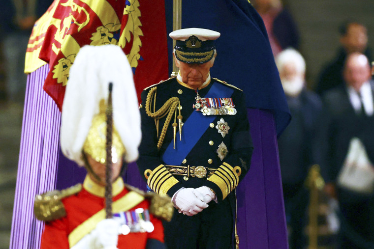 King Charles III attends a vigil for Queen Elizabeth II