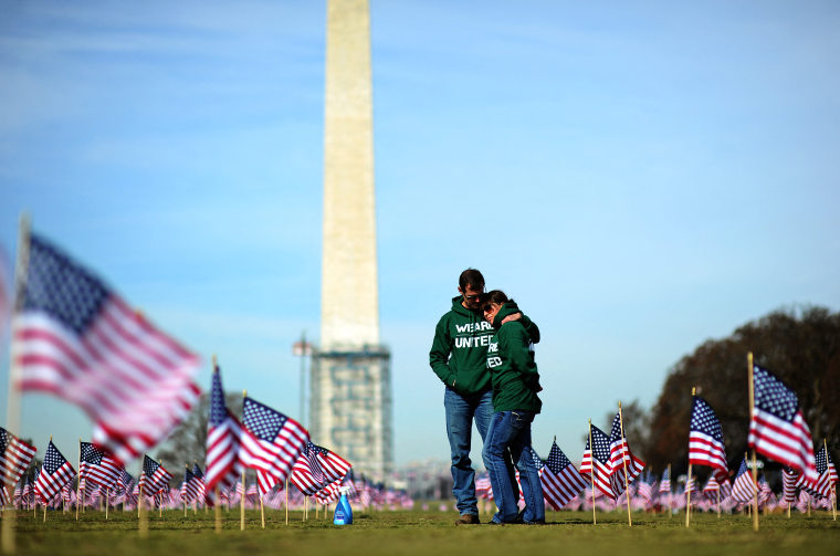 U.S. flags on the National Mall represent veterans and service members who died by suicide.