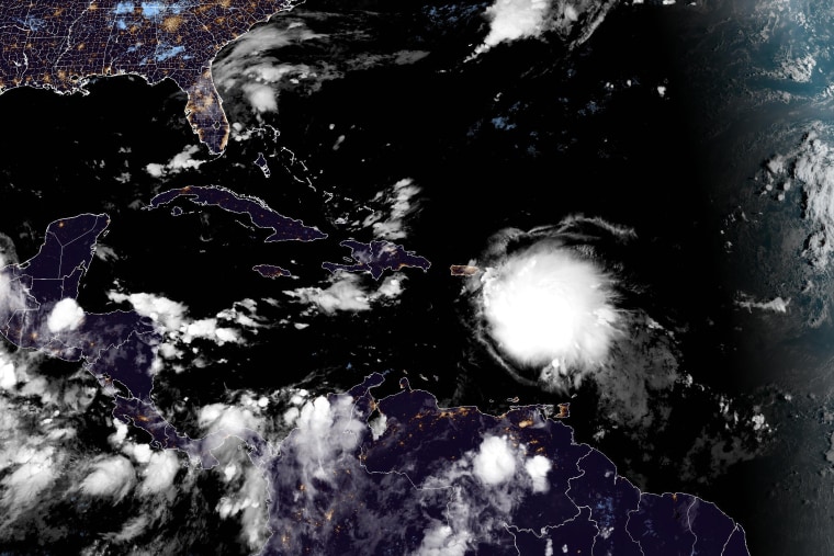 Tropical Storm Fiona in the Caribbean on Sept. 17, 2022.