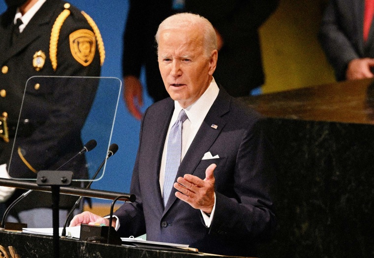 President Joe Biden addresses the 77th session of the United Nations General Assembly at the UN headquarters in New York City on Wednesday.