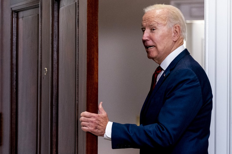 President Joe Biden answers a reporter's question as he leaves the Roosevelt Room of the White House on Sept. 20, 2022.