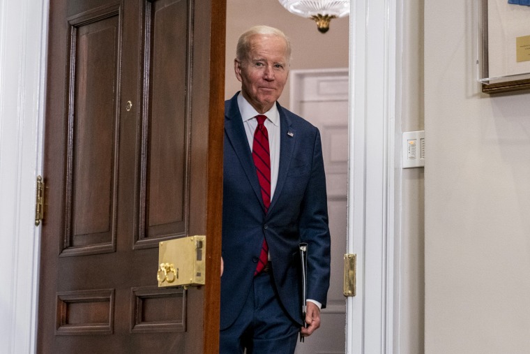 President Joe Biden arrives in the Roosevelt Room of the White House on Sept. 20, 2022.