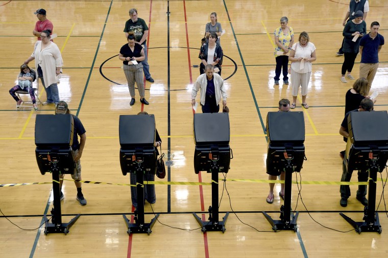 Image: Voters casting ballots for Republican primary election