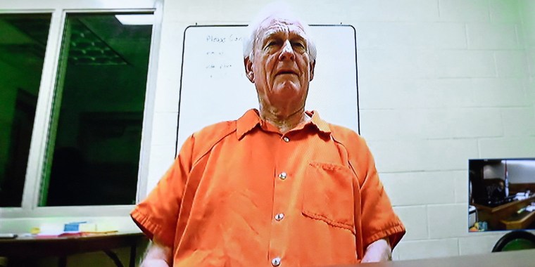 David G. Jungerman appears on closed circuit television for his arraignment in 2018.