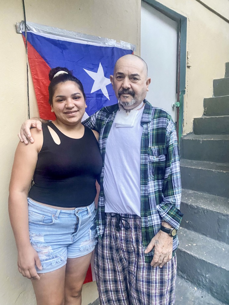 Image: Luis De Jesús Ramos, 63, and his daughter Ashly Perez, 26, at their home in Jayuya, Puerto Rico.