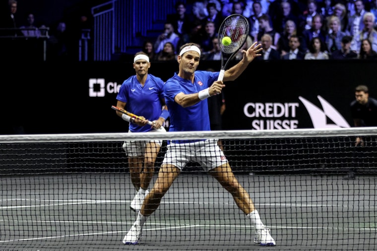 Roger Federer ends his professional tennis career in a match with doubles partner Rafael Nadal