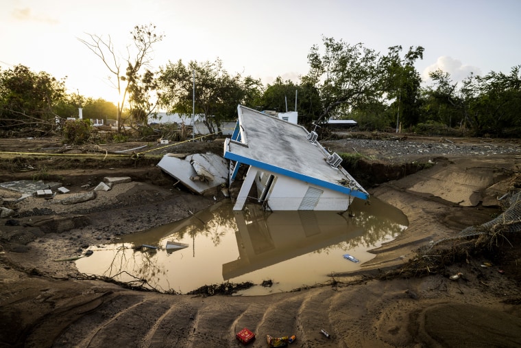 A home that was swept away by Hurricane Fiona at Villa Esperanza in Salinas, Puerto Rico on September 21, 2022.