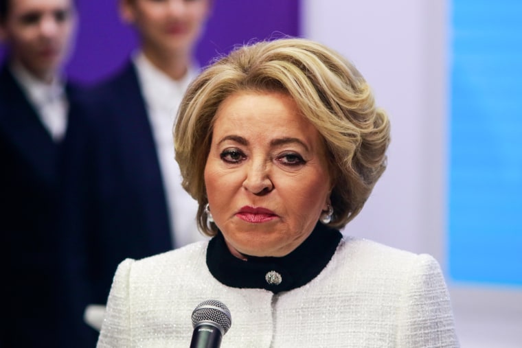 Valentina Matvienko, Speaker of the Federation Council of the Federal Assembly of the Russian Federation, at a press briefing in St. Petersburg on June 17, 2022.