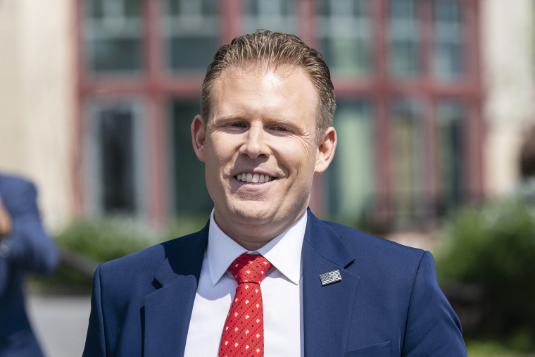 Andrew Giuliani, the son of the former New York City mayor, speaks to reporters in New York