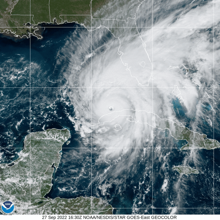 Hurricane Ian in the Gulf of Mexico on Sept. 27, 2022.