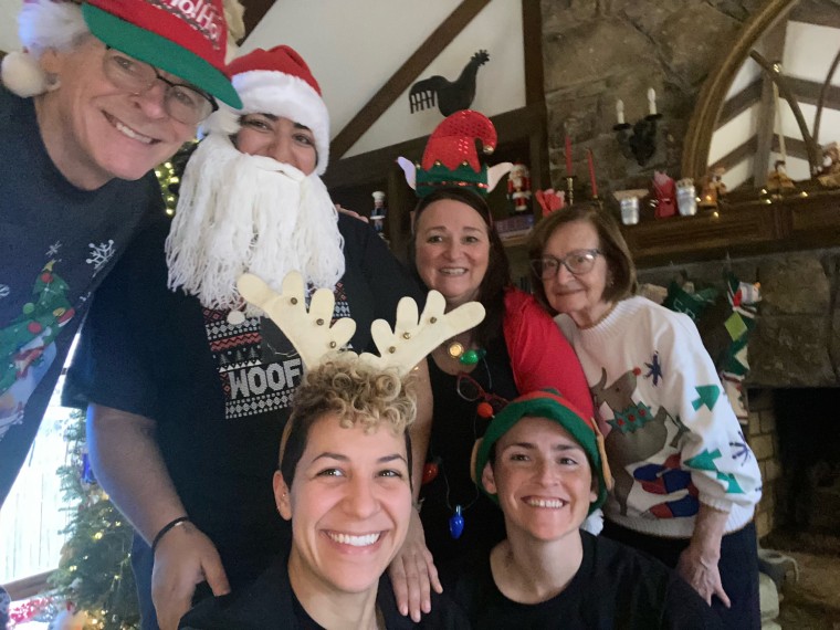 Liliana Bakhtiari, Sarah Al-Khayyal, and Kris Brown celebrate Christmas with Brown's family