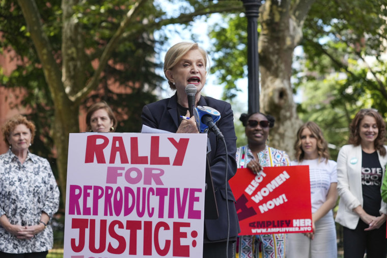 Rep. Carolyn Maloney attends a rally for reproductive justice in Washington Square Park in New York on Aug. 13.