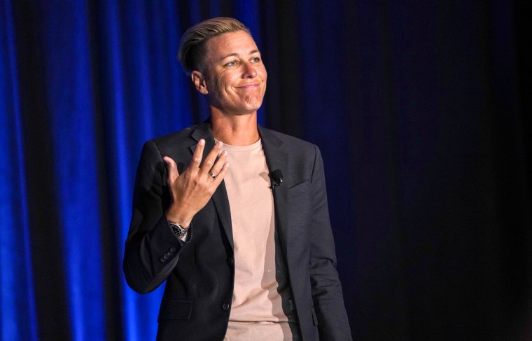 American soccer player Abby Wambach speaks during Workplace Summit, Pennsylvania Conference For Women 2019 at Independence Blue Cross on Oct. 1, 2019 in Philadelphia.