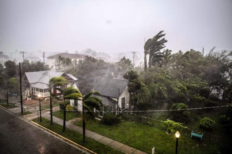 Image: Gusts from Hurricane Ian hit in Punta Gorda, Fla., on Sept. 28, 2022.