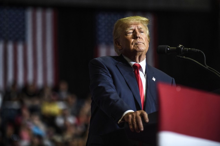 Former President Donald Trump speaks at a Save America Rally to support Republican candidates running for state and federal offices on Sept. 17, 2022 in Youngstown, Ohio.