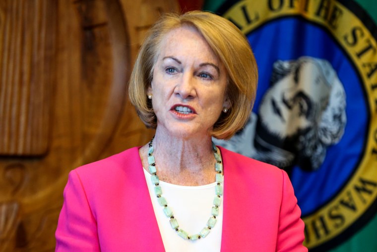 Seattle Mayor Jenny Durkan speaks after Seattle Police Chief Carmen Best announced her resignation at City Hall on Aug. 11, 2020.