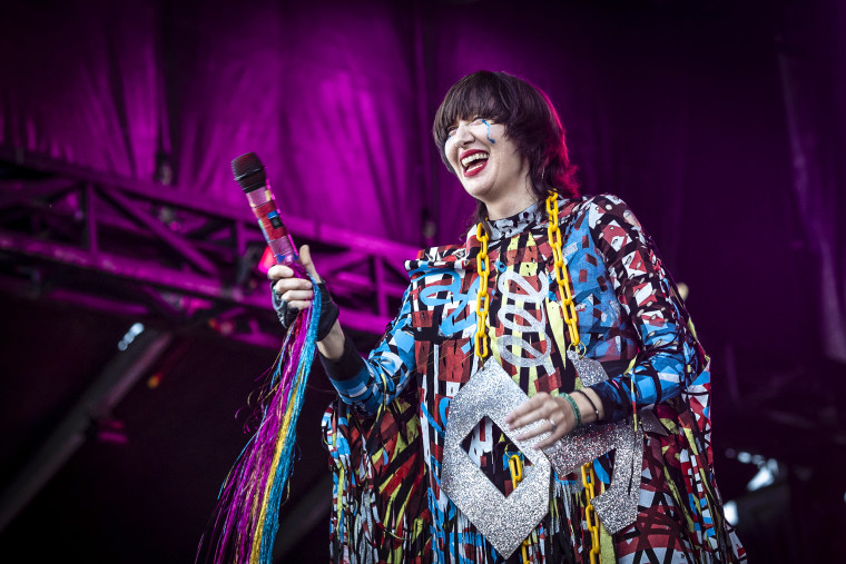 Karen O of Yeah Yeah Yeahs performs at the Osheaga Music and Arts Festival on July 29, 2022 in Montreal, Quebec.