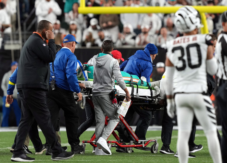 Dolphins QB Tua Tagovailoa carried off field after brutal hit